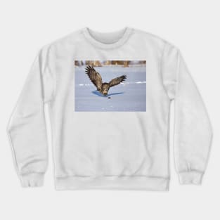 Great Grey owl catches a mouse Crewneck Sweatshirt